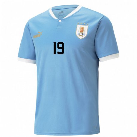 Kandiny Niño Camiseta Uruguay Martin Satriano #19 Azul 1ª Equipación 22-24 La Camisa Chile