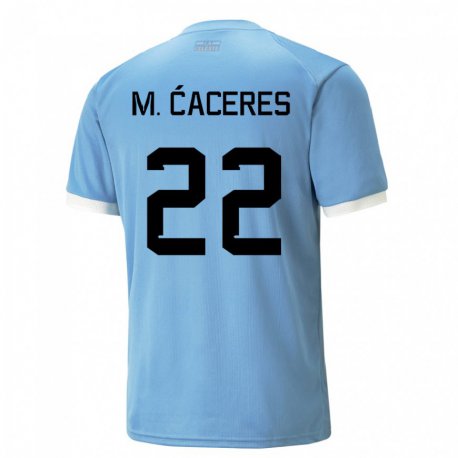 Kandiny Niño Camiseta Uruguay Martin Caceres #22 Azul 1ª Equipación 22-24 La Camisa Chile