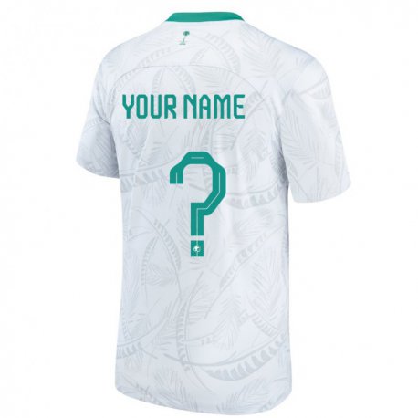 Kandiny Niño Camiseta Arabia Saudita Su Nombre #0 Blanco 1ª Equipación 22-24 La Camisa Chile