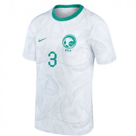 Kandiny Niño Camiseta Arabia Saudita Abdullah Madu #3 Blanco 1ª Equipación 22-24 La Camisa Chile