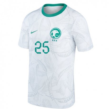 Kandiny Niño Camiseta Arabia Saudita Awad Al Nashri #25 Blanco 1ª Equipación 22-24 La Camisa Chile