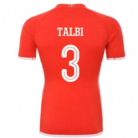 Kandiny Niño Camiseta Túnez Montassar Talbi #3 Rojo 1ª Equipación 22-24 La Camisa Chile