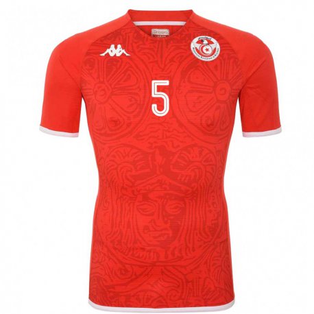 Kandiny Niño Camiseta Túnez Nader Ghandri #5 Rojo 1ª Equipación 22-24 La Camisa Chile