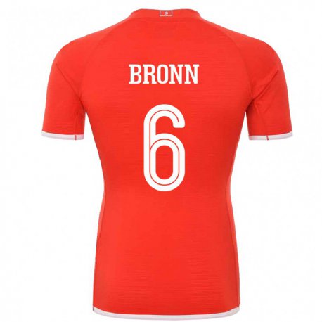 Kandiny Niño Camiseta Túnez Dylan Bronn #6 Rojo 1ª Equipación 22-24 La Camisa Chile