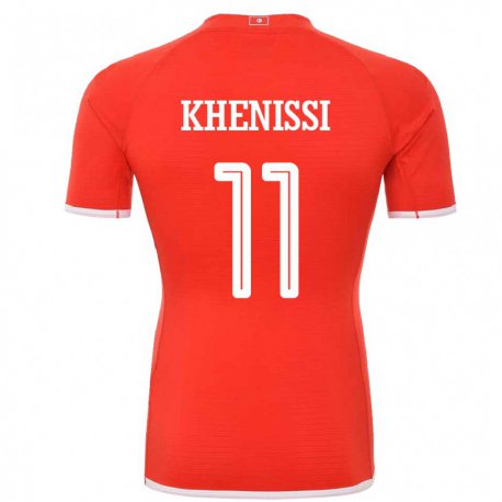 Kandiny Niño Camiseta Túnez Taha Yassine Khenissi #11 Rojo 1ª Equipación 22-24 La Camisa Chile