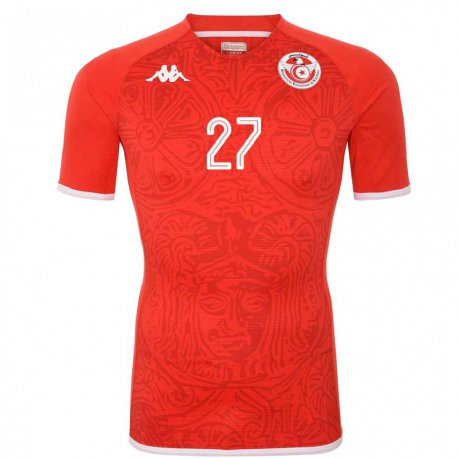 Kandiny Niño Camiseta Túnez Issam Jebali #27 Rojo 1ª Equipación 22-24 La Camisa Chile