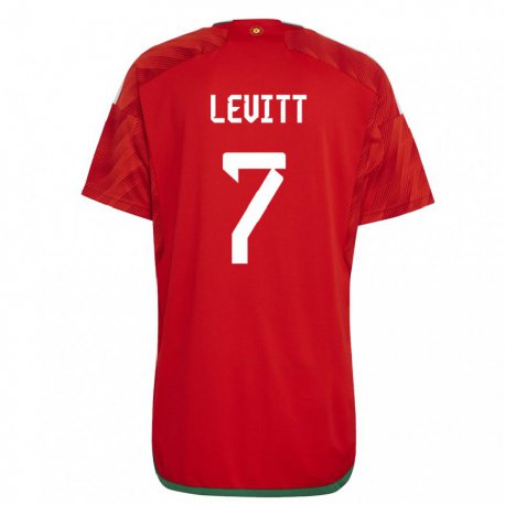 Kandiny Niño Camiseta Gales Dylan Levitt #7 Rojo 1ª Equipación 22-24 La Camisa Chile