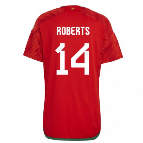 Kandiny Niño Camiseta Gales Connor Roberts #14 Rojo 1ª Equipación 22-24 La Camisa Chile