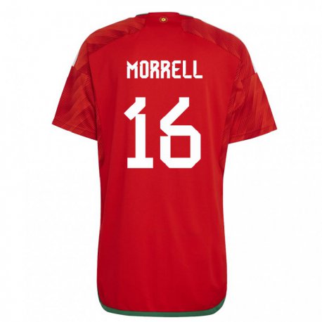 Kandiny Niño Camiseta Gales Joe Morrell #16 Rojo 1ª Equipación 22-24 La Camisa Chile