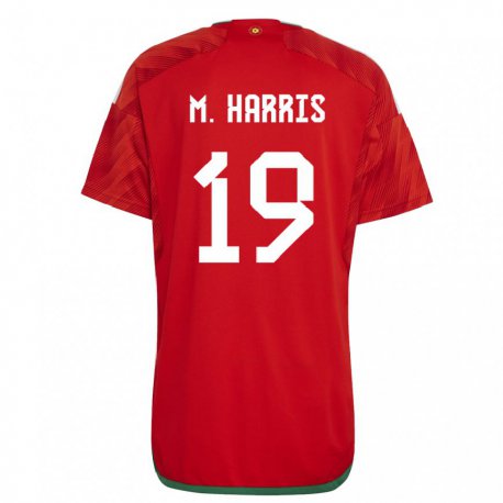 Kandiny Niño Camiseta Gales Mark Harris #19 Rojo 1ª Equipación 22-24 La Camisa Chile