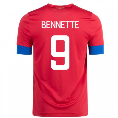 Kandiny Niño Camiseta Costa Rica Jewison Bennette #9 Rojo 1ª Equipación 22-24 La Camisa Chile