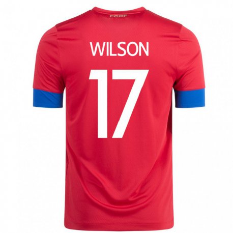 Kandiny Niño Camiseta Costa Rica Roan Wilson #17 Rojo 1ª Equipación 22-24 La Camisa Chile
