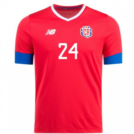 Kandiny Niño Camiseta Costa Rica Douglas Lopez #24 Rojo 1ª Equipación 22-24 La Camisa Chile
