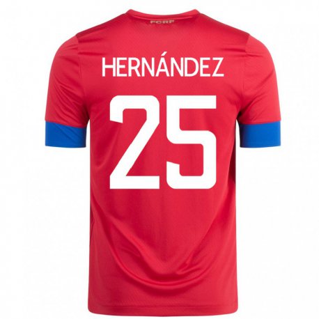 Kandiny Niño Camiseta Costa Rica Anthony Hernandez #25 Rojo 1ª Equipación 22-24 La Camisa Chile
