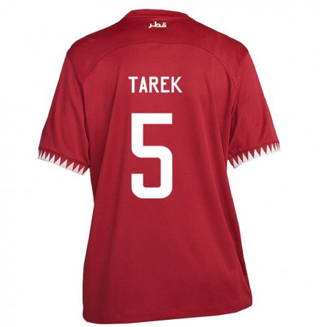 Kandiny Niño Camiseta Catar Tarek Salman #5 Granate 1ª Equipación 22-24 La Camisa Chile