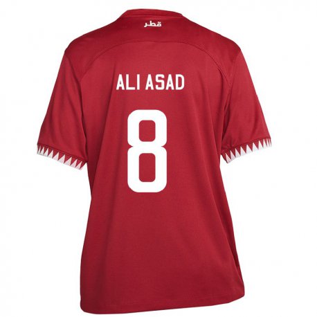 Kandiny Niño Camiseta Catar Ali Asad #8 Granate 1ª Equipación 22-24 La Camisa Chile