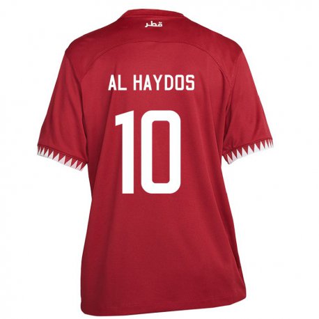 Kandiny Niño Camiseta Catar Hasan Al Haydos #10 Granate 1ª Equipación 22-24 La Camisa Chile