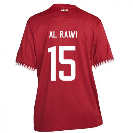 Kandiny Niño Camiseta Catar Bassam Al Rawi #15 Granate 1ª Equipación 22-24 La Camisa Chile