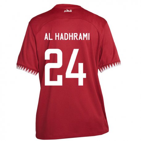 Kandiny Niño Camiseta Catar Naif Abdulraheem Al Hadhrami #24 Granate 1ª Equipación 22-24 La Camisa Chile