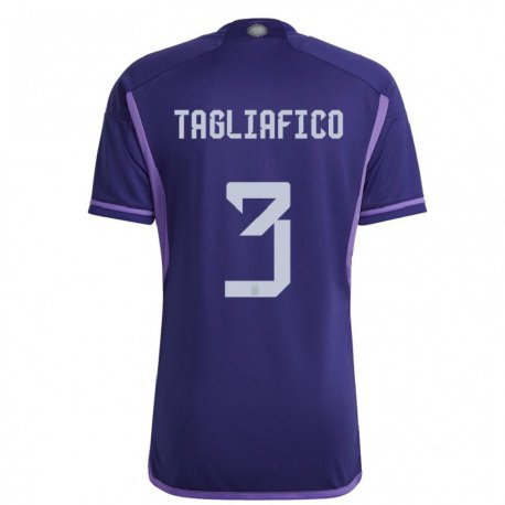 Kandiny Niño Camiseta Argentina Nicolas Tagliafico #3 Morado 2ª Equipación 22-24 La Camisa Chile