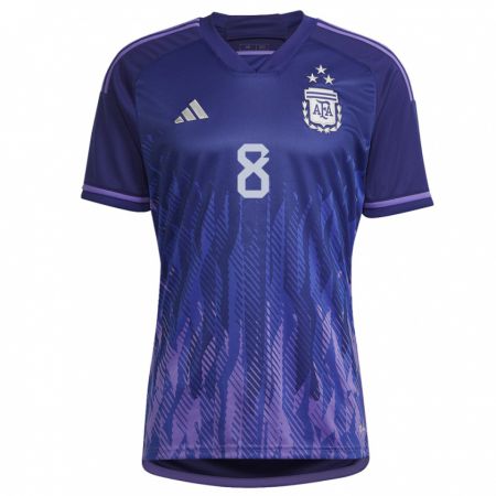 Kandiny Niño Camiseta Argentina Thiago Almada #8 Morado 2ª Equipación 22-24 La Camisa Chile