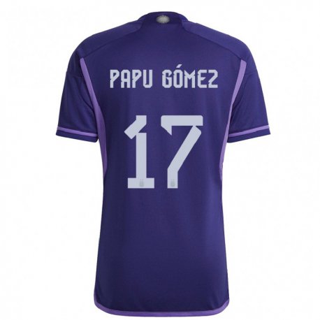 Kandiny Niño Camiseta Argentina Papu Gomez #17 Morado 2ª Equipación 22-24 La Camisa Chile