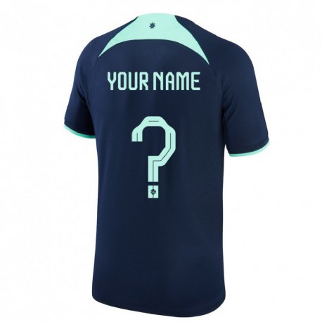 Kandiny Niño Camiseta Australia Su Nombre #0 Azul Oscuro 2ª Equipación 22-24 La Camisa Chile