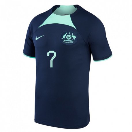 Kandiny Niño Camiseta Australia Mathew Leckie #7 Azul Oscuro 2ª Equipación 22-24 La Camisa Chile
