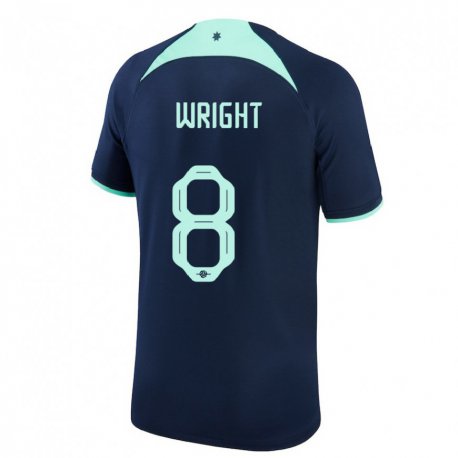 Kandiny Niño Camiseta Australia Bailey Wright #8 Azul Oscuro 2ª Equipación 22-24 La Camisa Chile