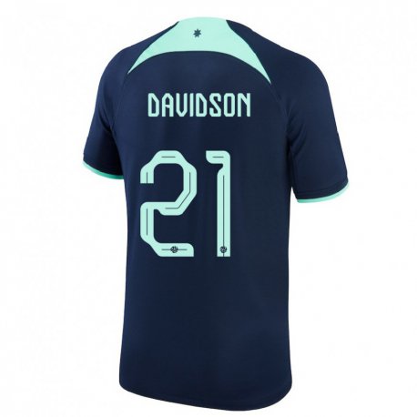 Kandiny Niño Camiseta Australia Jason Davidson #21 Azul Oscuro 2ª Equipación 22-24 La Camisa Chile