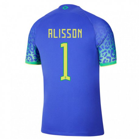 Kandiny Niño Camiseta Brasil Alisson #1 Azul 2ª Equipación 22-24 La Camisa Chile