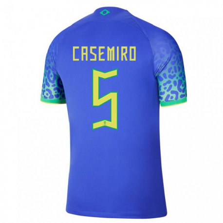 Kandiny Niño Camiseta Brasil Casemiro #5 Azul 2ª Equipación 22-24 La Camisa Chile