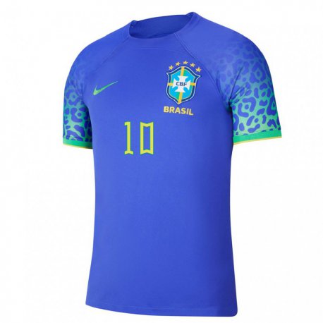 Kandiny Niño Camiseta Brasil Neymar #10 Azul 2ª Equipación 22-24 La Camisa Chile
