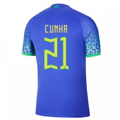 Kandiny Niño Camiseta Brasil Matheus Cunha #21 Azul 2ª Equipación 22-24 La Camisa Chile