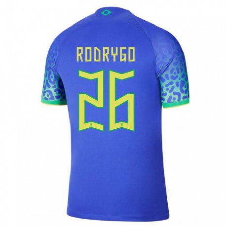 Kandiny Niño Camiseta Brasil Rodrygo #26 Azul 2ª Equipación 22-24 La Camisa Chile