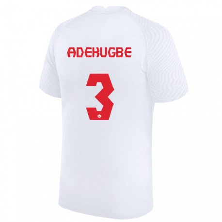 Kandiny Niño Camiseta Canadá Samuel Adekugbe #3 Blanco 2ª Equipación 22-24 La Camisa Chile