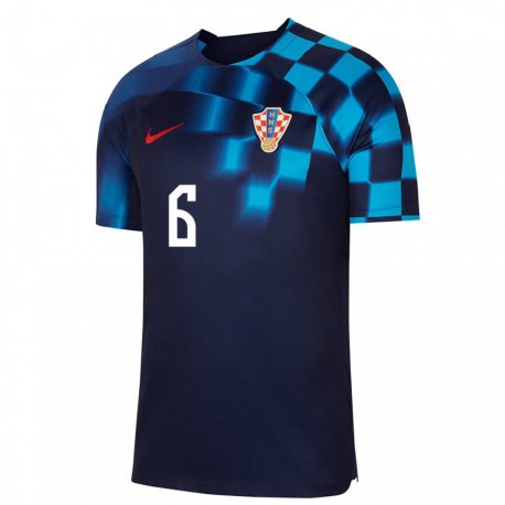 Kandiny Niño Camiseta Croacia Dejan Lovren #6 Azul Oscuro 2ª Equipación 22-24 La Camisa Chile