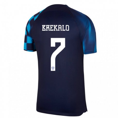 Kandiny Niño Camiseta Croacia Josip Brekalo #7 Azul Oscuro 2ª Equipación 22-24 La Camisa Chile