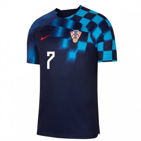 Kandiny Niño Camiseta Croacia Josip Brekalo #7 Azul Oscuro 2ª Equipación 22-24 La Camisa Chile