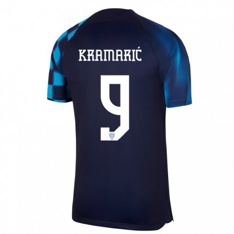 Kandiny Niño Camiseta Croacia Andrej Kramaric #9 Azul Oscuro 2ª Equipación 22-24 La Camisa Chile