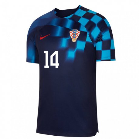 Kandiny Niño Camiseta Croacia Luka Ivanusec #14 Azul Oscuro 2ª Equipación 22-24 La Camisa Chile
