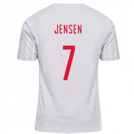 Kandiny Niño Camiseta Dinamarca Mathias Jensen #7 Blanco 2ª Equipación 22-24 La Camisa Chile