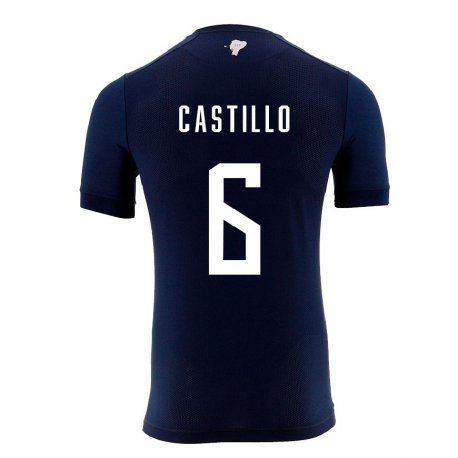 Kandiny Niño Camiseta Ecuador Byron Castillo #6 Azul Marino 2ª Equipación 22-24 La Camisa Chile