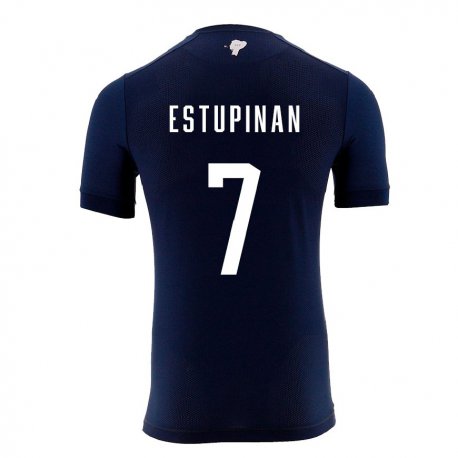 Kandiny Niño Camiseta Ecuador Pervis Estupinan #7 Azul Marino 2ª Equipación 22-24 La Camisa Chile
