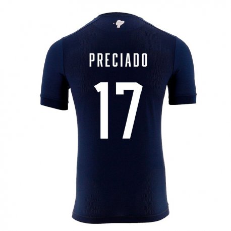 Kandiny Niño Camiseta Ecuador Angelo Preciado #17 Azul Marino 2ª Equipación 22-24 La Camisa Chile
