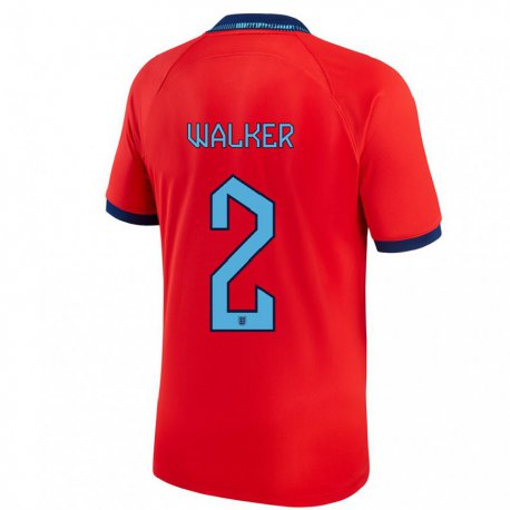 Kandiny Niño Camiseta Inglaterra Kyle Walker #2 Rojo 2ª Equipación 22-24 La Camisa Chile