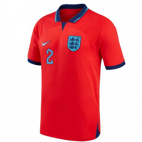 Kandiny Niño Camiseta Inglaterra Kyle Walker #2 Rojo 2ª Equipación 22-24 La Camisa Chile