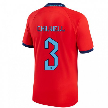 Kandiny Niño Camiseta Inglaterra Ben Chilwell #3 Rojo 2ª Equipación 22-24 La Camisa Chile