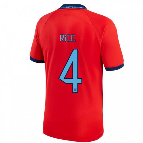 Kandiny Niño Camiseta Inglaterra Declan Rice #4 Rojo 2ª Equipación 22-24 La Camisa Chile
