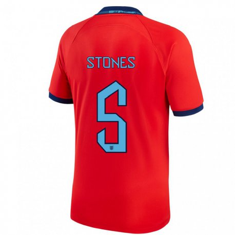 Kandiny Niño Camiseta Inglaterra John Stones #5 Rojo 2ª Equipación 22-24 La Camisa Chile